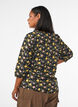 Blouse imprim&eacute;e en viscose avec manches 3/4, Noir, Model image number 2