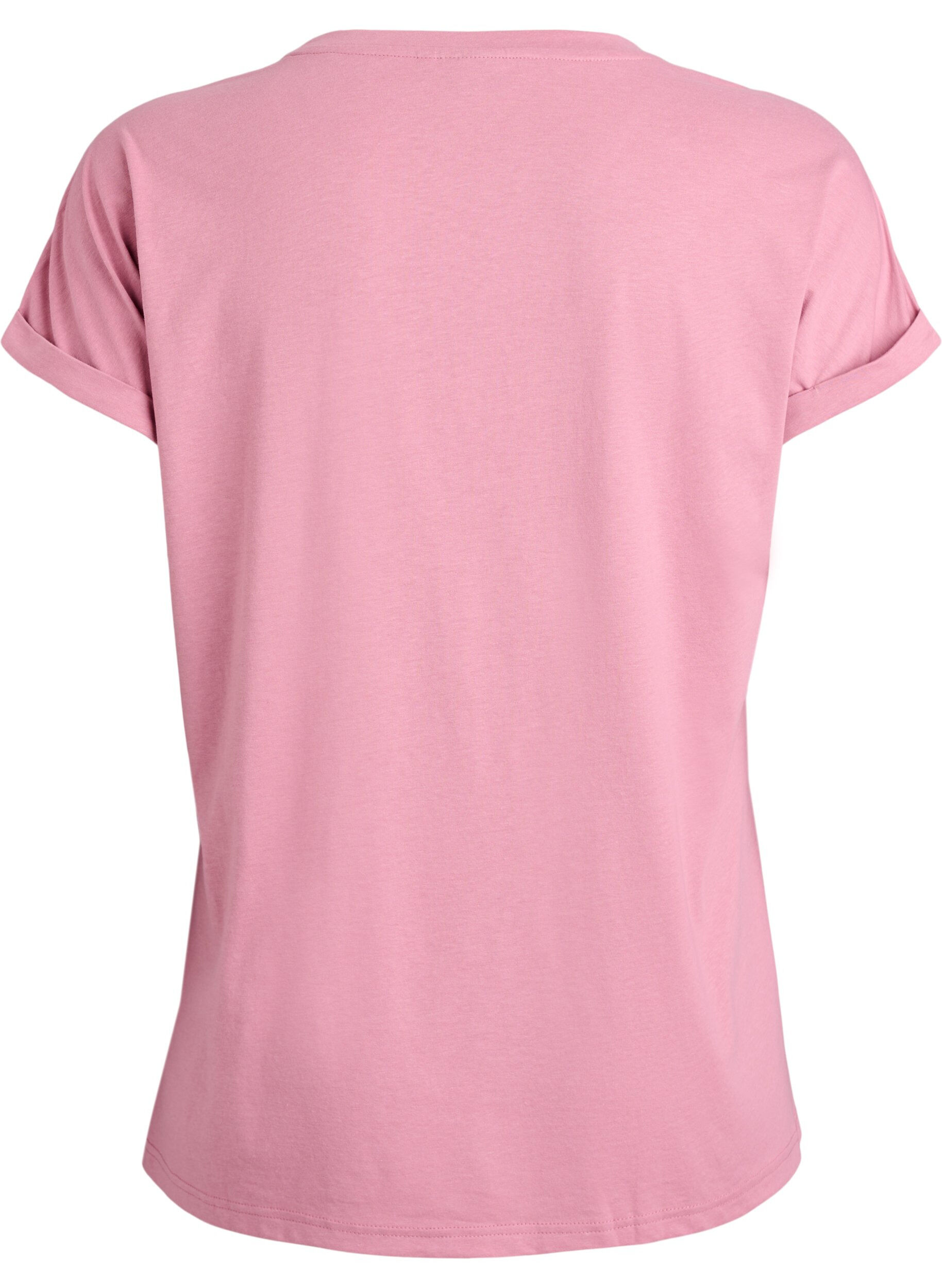 ZizziT-shirt &agrave; manches courtes en coton m&eacute;lang&eacute;, Rose, Packshot image number 1