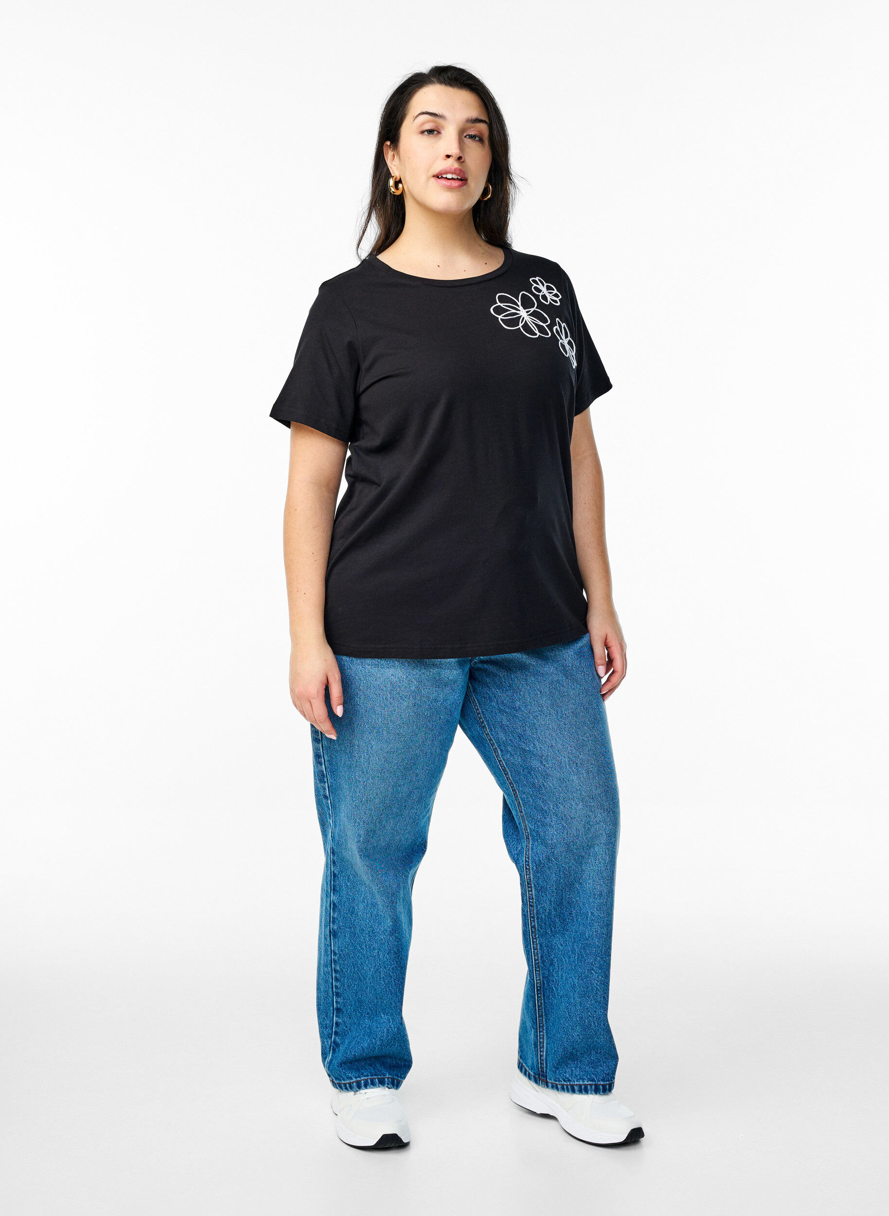 ZizziT-shirt met decoratieve details, Zwart, Model image number 1