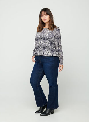 Viscose blouse met smokwerk, Black Comb, Model image number 2