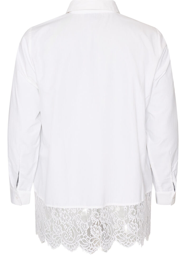 Chemise ample avec une large bordure en dentelle, Blanc, Packshot image number 1