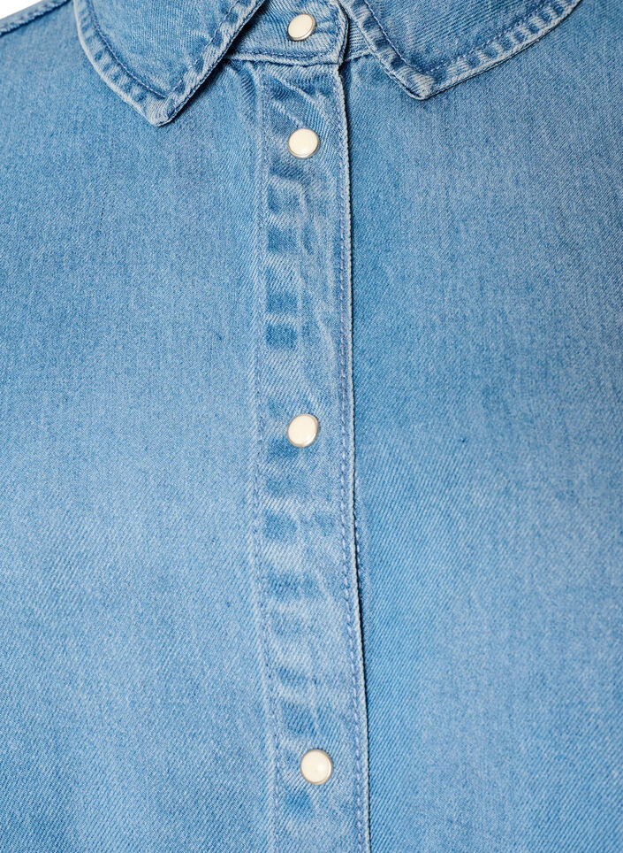 Denim blouse van lyocell met drukknopen, Blauw, Packshot image number 2