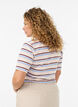 T-shirt met strepen en geribde knoopdetails, Paars, Model image number 2