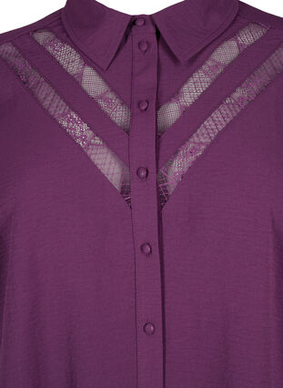 Lang shirt met kanten details, Deep Purple, Packshot image number 2