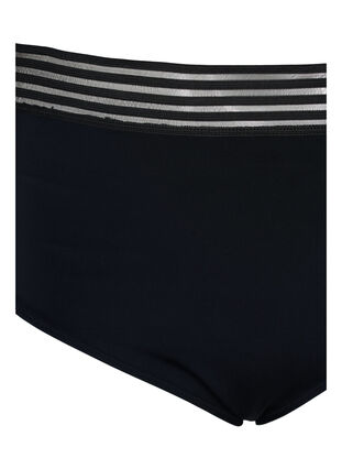 Bikinibroekje met hoge taille en mesh, Black, Packshot image number 2