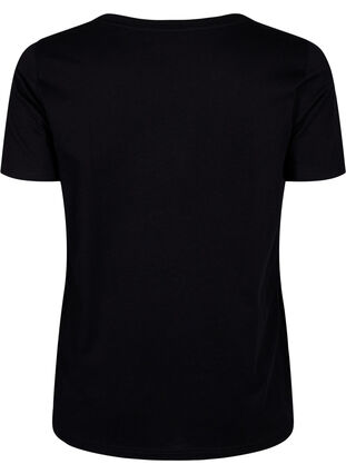 Katoenen T-shirt met motief, Black w. Flower, Packshot image number 1