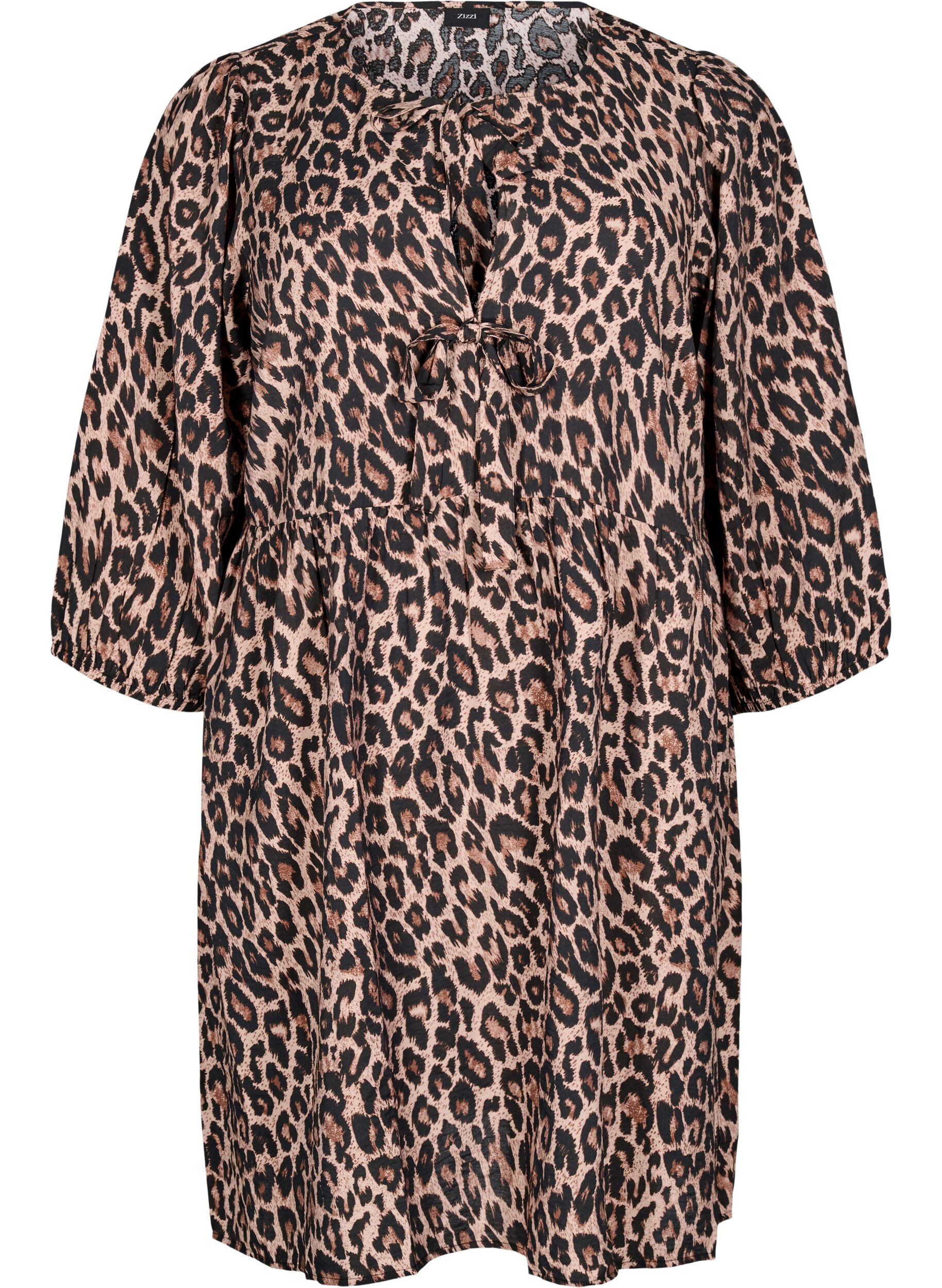 ZizziJurk met strikken en 3/4 mouwen, LEO AOP, Packshot image number 0