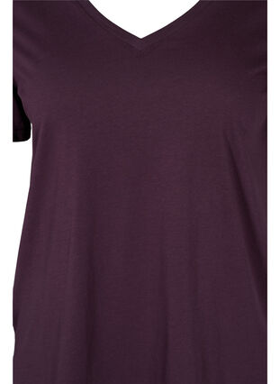 T-shirt en coton bio à col V, Plum Perfect, Packshot image number 2
