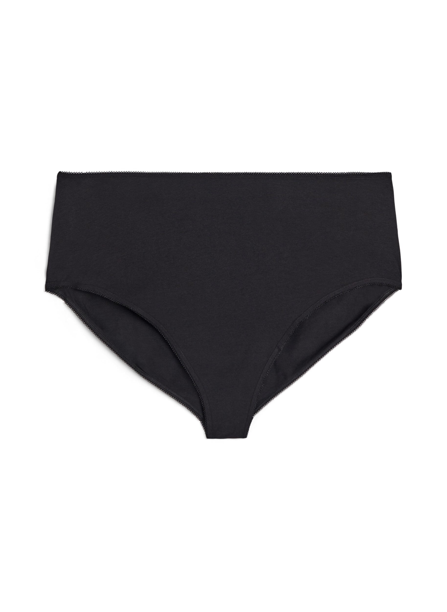 Zizzi Slip 3-pack en coton avec taille r&eacute;guli&egrave;re, Noir, Packshot image number 2