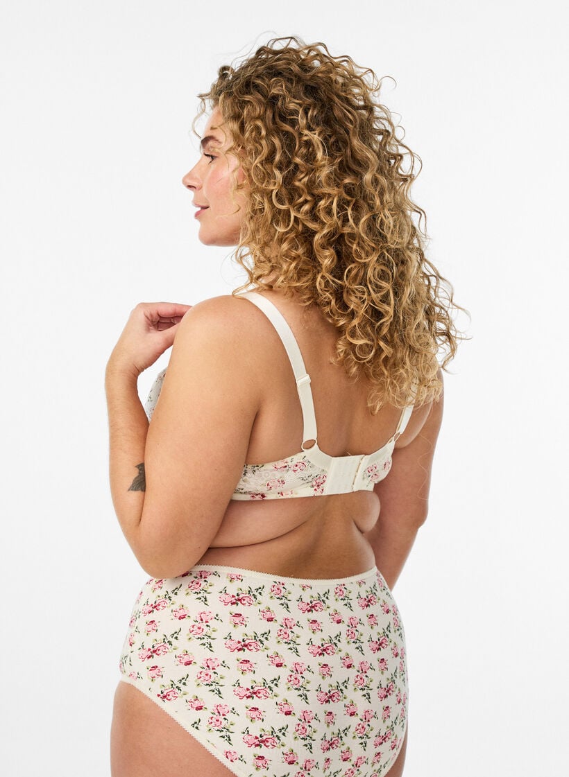 Soutien-gorge embo&icirc;tant en dentelle florale, Blanc, Model image number 2