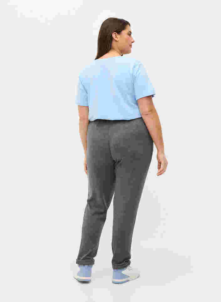 Pantalon chiné avec cordon de serrage et poches, Black Melange, Model image number 1