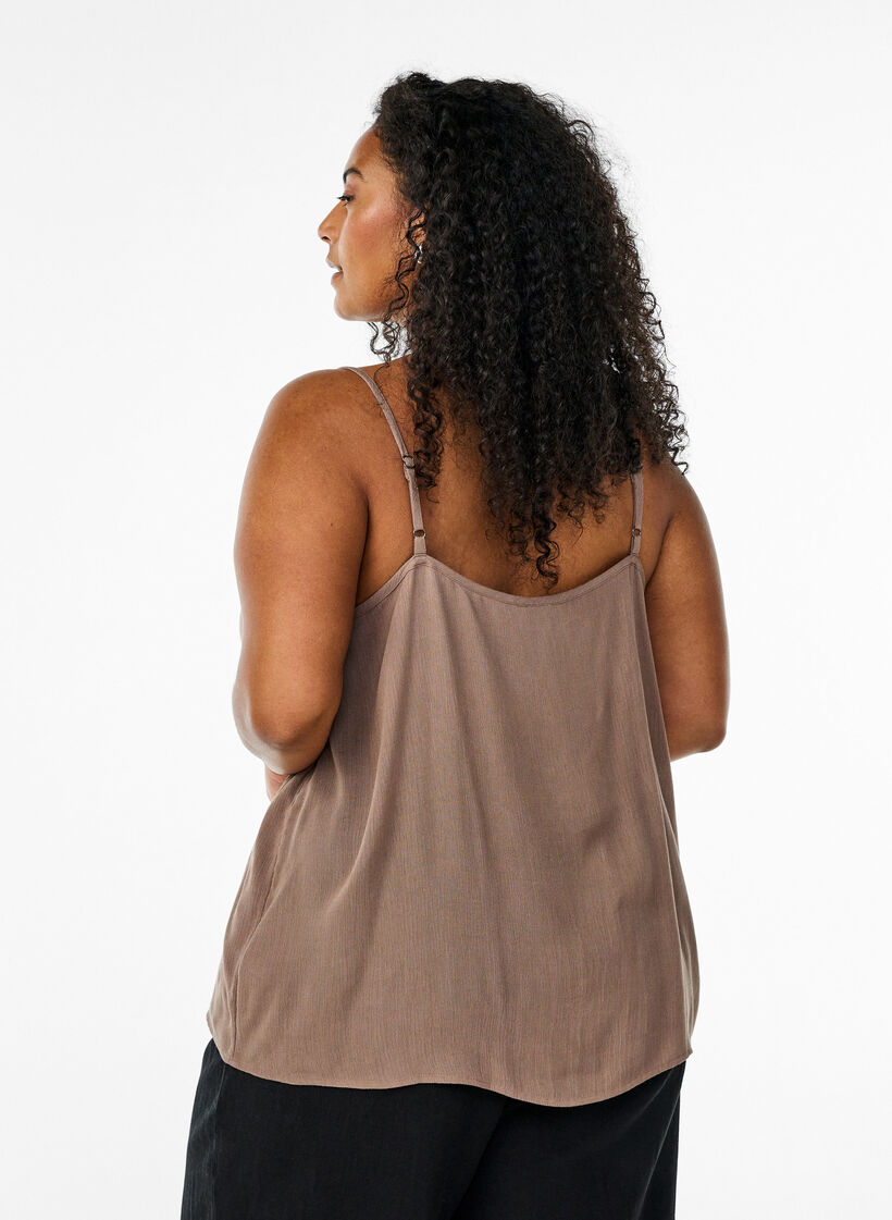 Strap top in viscose, Bruin, Model image number 2