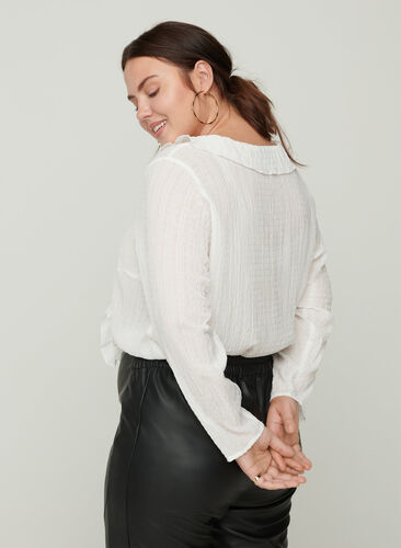 Blouse met ruches, Bright White, Model image number 1