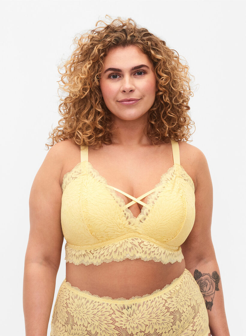 Bralette avec détail et rembourrage doux, Pale Banana ASS, Model image number 0