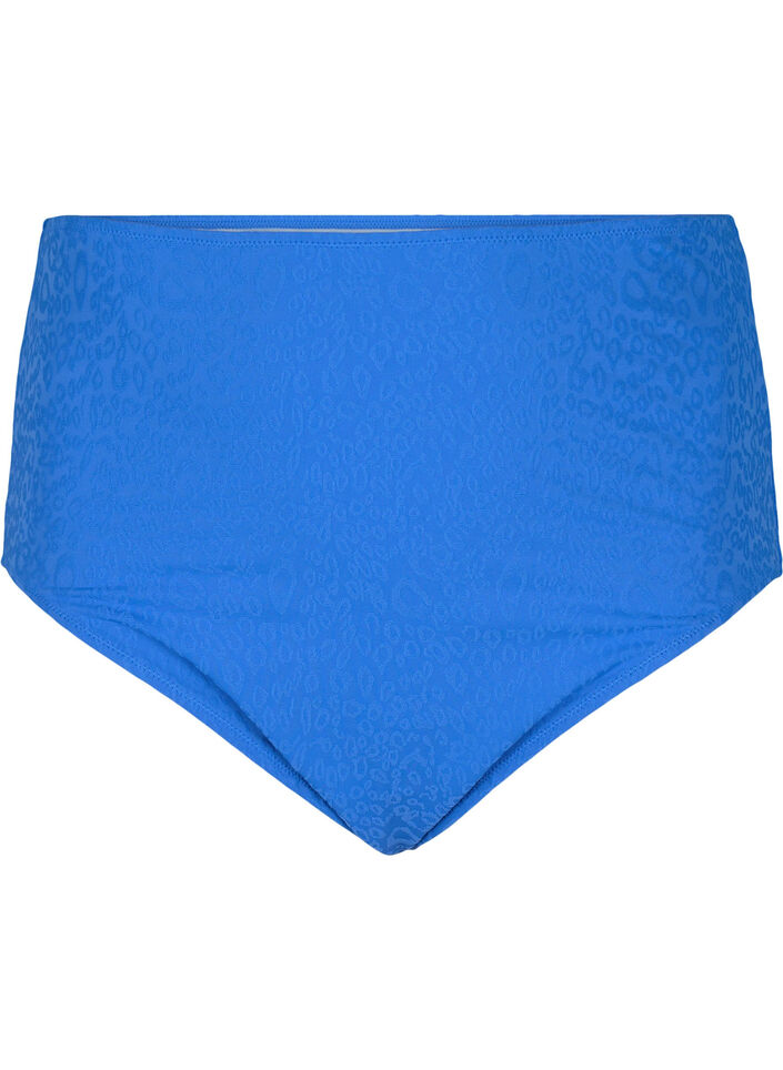 Tijgerprint bikinislip met hoge taille, Blauw, Packshot image number 0