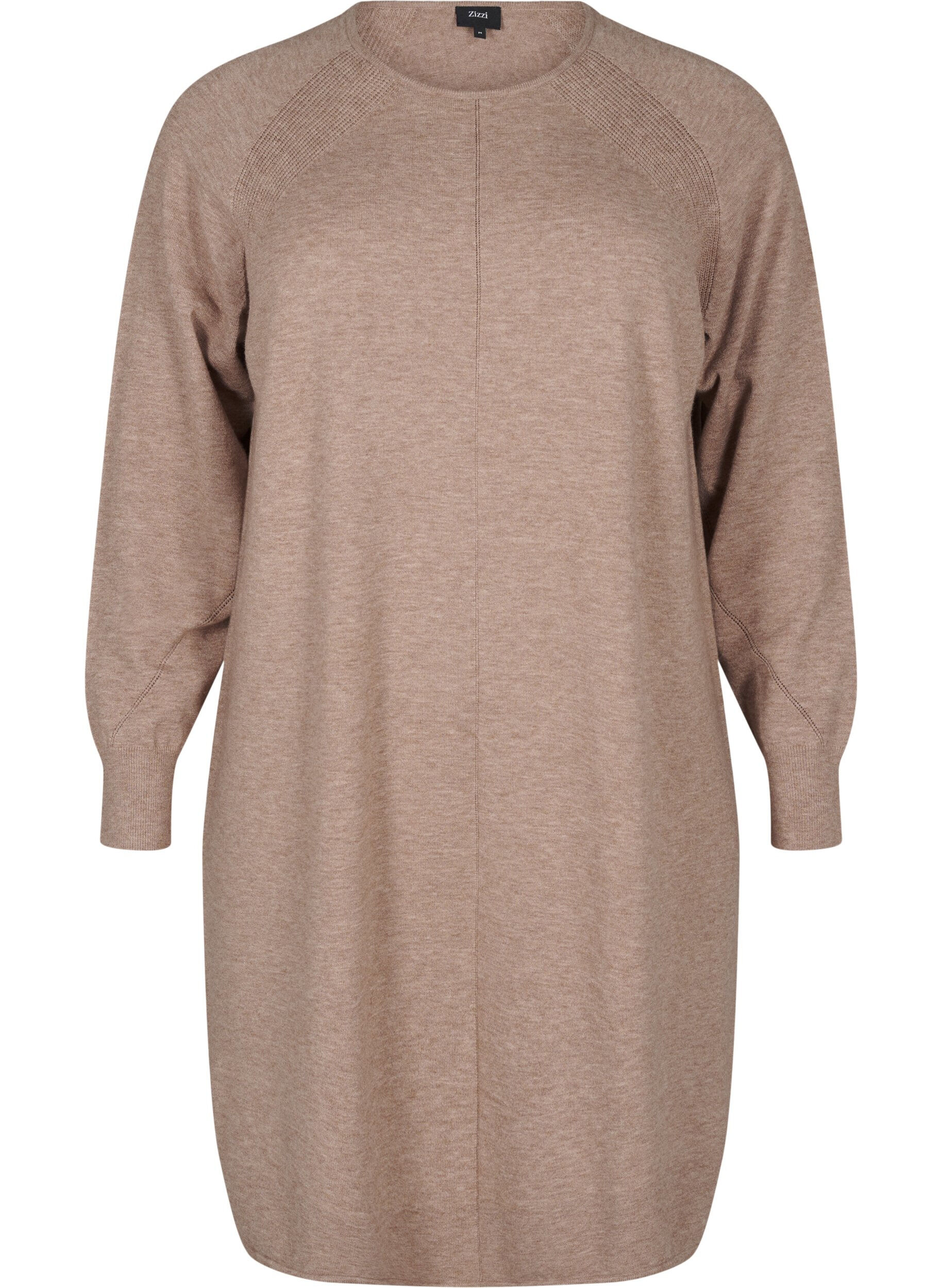 Robe en maille avec un col rond et un motif tricot&eacute;