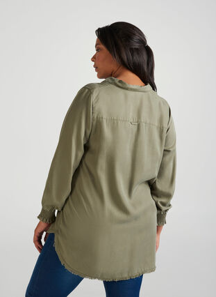 Lyocell blouse met lange mouwen, Deep L. Green, Model image number 0