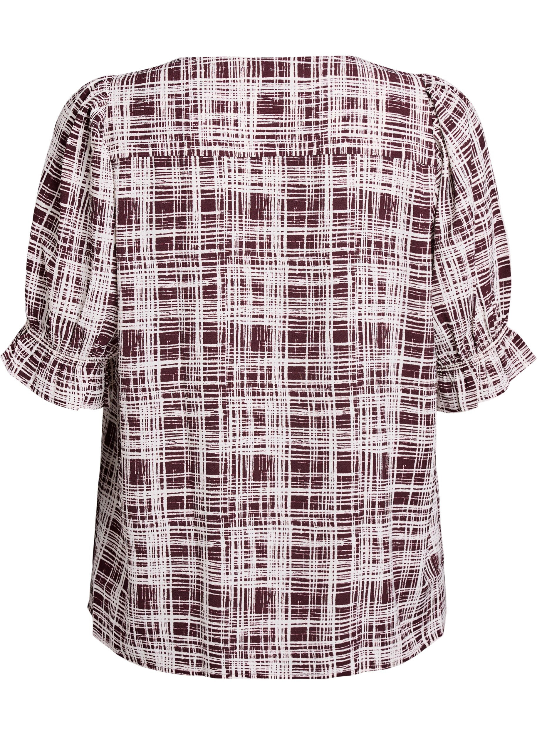ZizziShirtblouse met 1/2 mouwen, Donker Bordeaux, Packshot image number 1