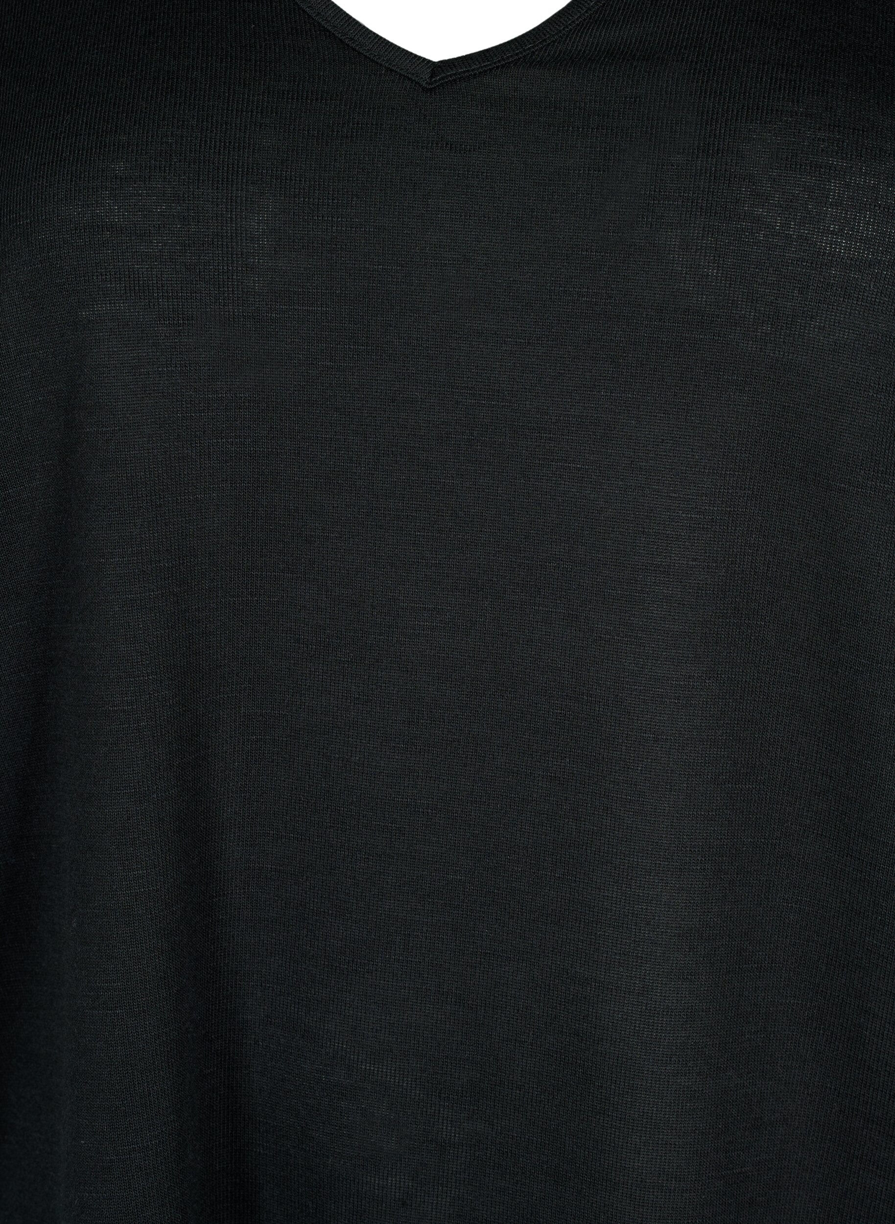 Zizzi Blouse &agrave; manches courtes avec dentelle et col en V, Black, Packshot image number 2