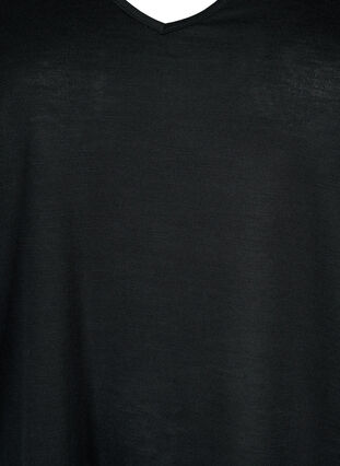 Blouse à manches courtes avec dentelle et col en V, Black, Packshot image number 2