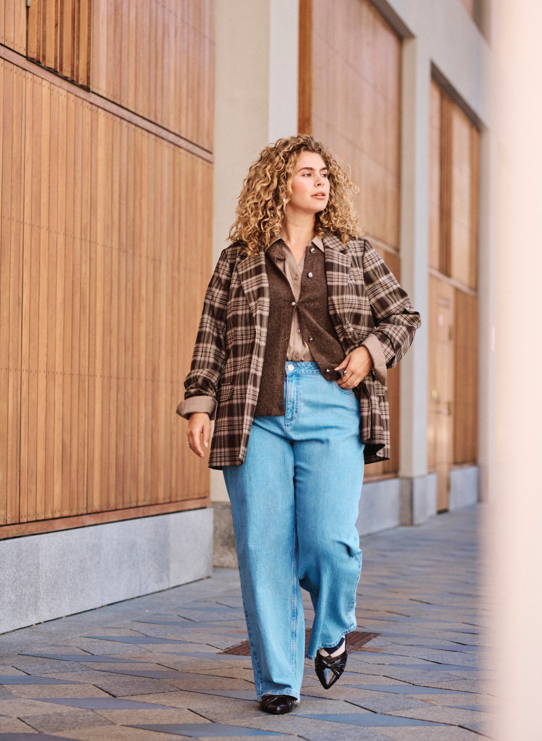 ZizziWide-leg jeans met hoge taille, Blauw, Image image number 0