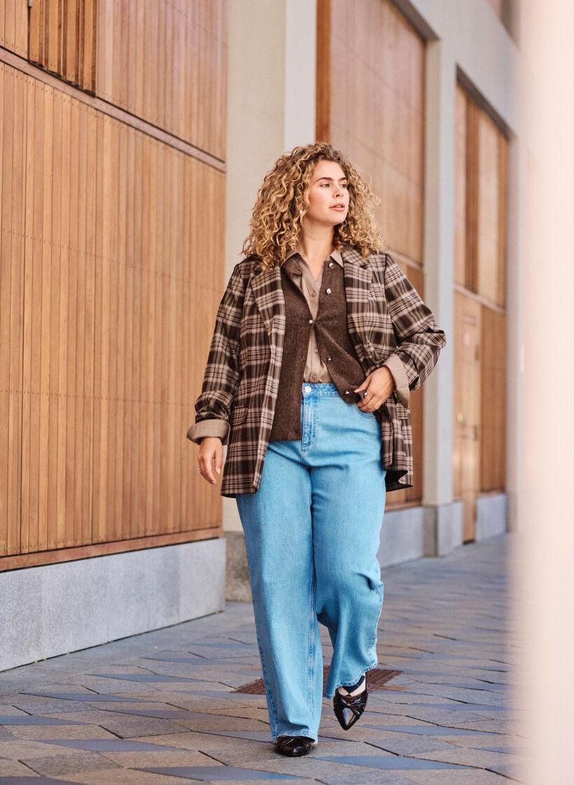 Wide-leg jeans met hoge taille, Blauw, Image image number 0