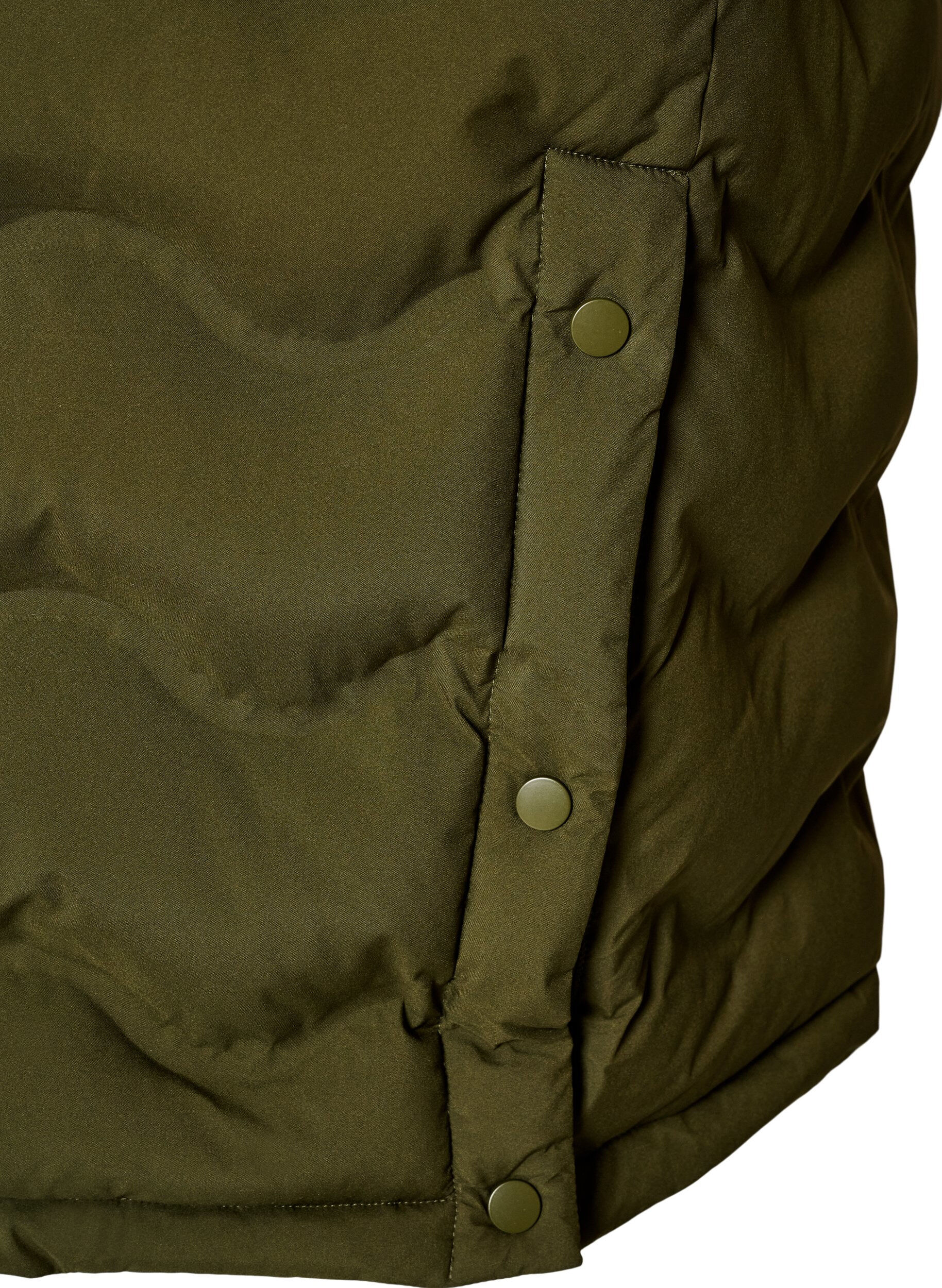 ZizziLange gewatteerde jas met capuchon en een golfpatroon, Groen, Packshot image number 4
