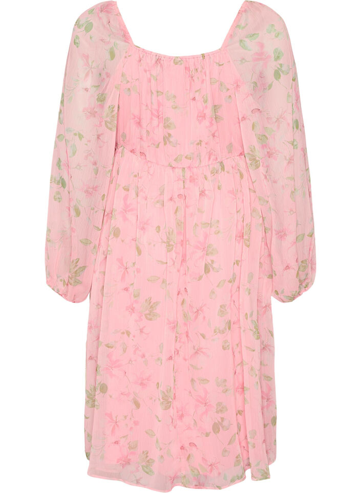 Robe de soir&eacute;e en mousseline &agrave; manches longues, Rose, Packshot image number 1