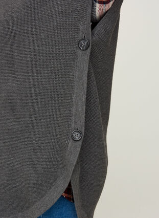 Gebreide poncho met korte mouwen en hoge hals, Dark Grey Melange, Model image number 2