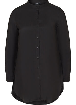 Lange blouse in viscose, Black, Packshot image number 0