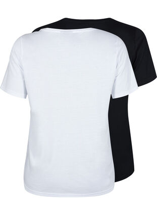FLASH - 2-pack t-shirts à col rond, White/Black, Packshot image number 1