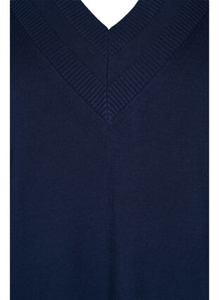 Robe en maille à col en V et manches longues, Navy Blazer, Packshot image number 2