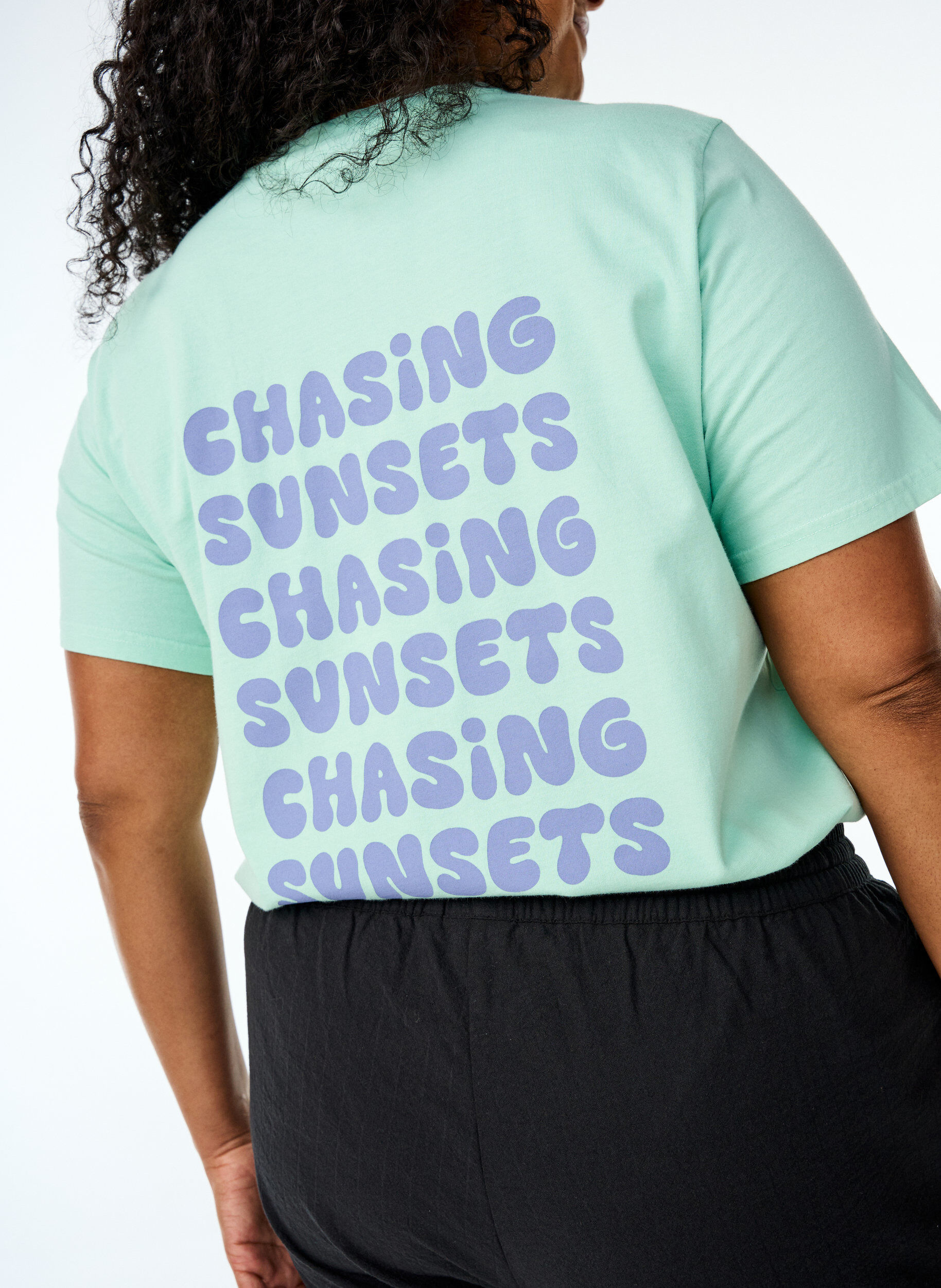 ZizziT-shirt van biologisch katoen met print op de rug, Groen, Model image number 3