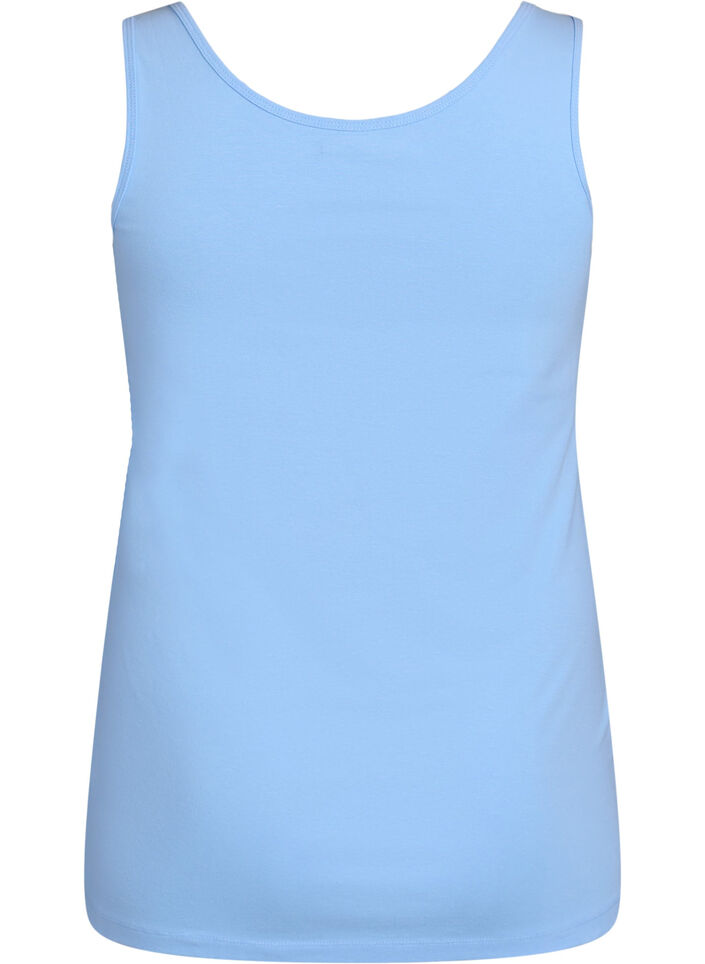 Solide kleur basis top in katoen, Blauw, Packshot image number 1