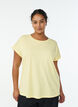 T-shirt &agrave; manches courtes en coton m&eacute;lang&eacute;, Jaune clair, Model image number 0