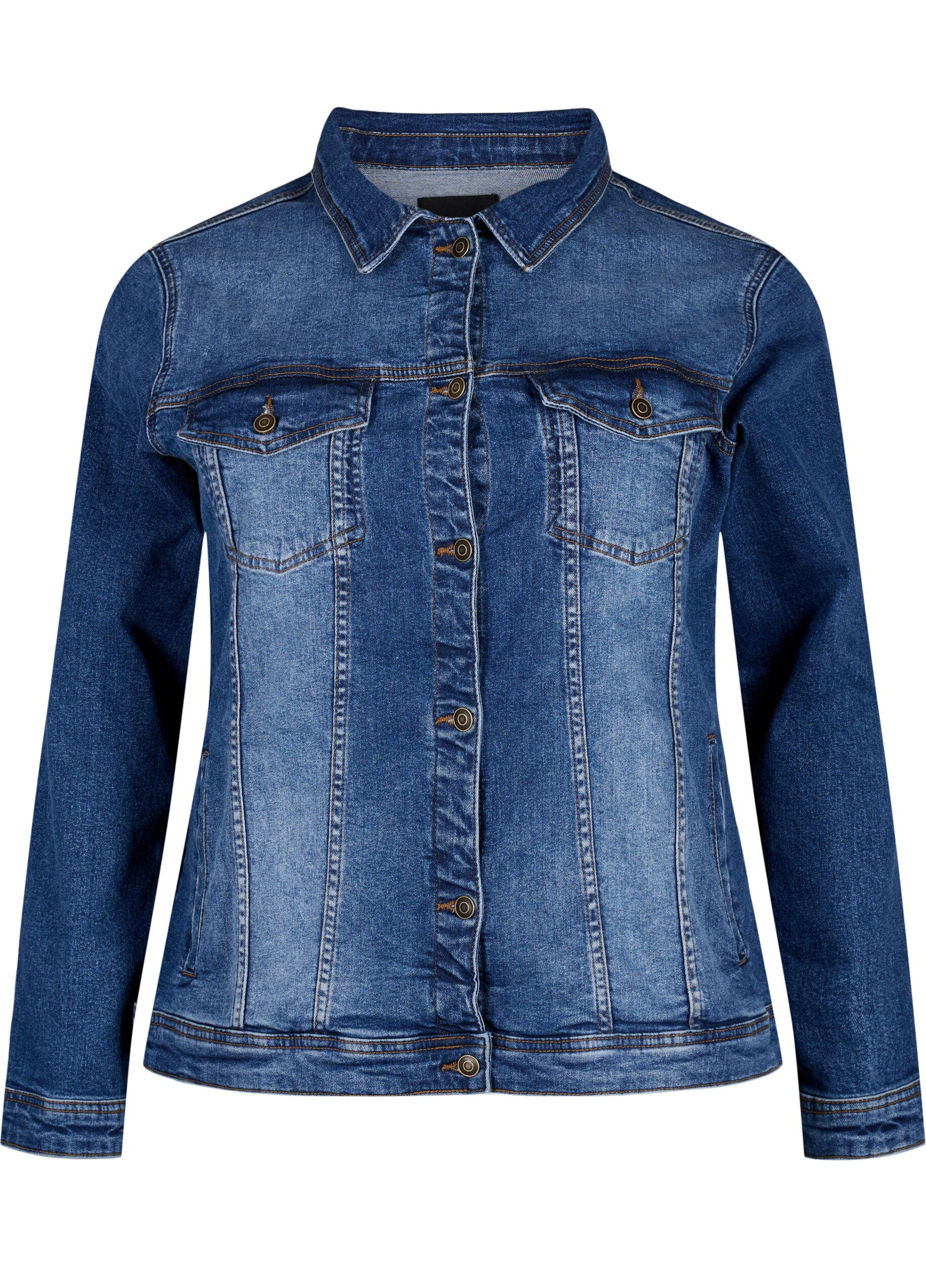 Zizzi Veste courte en jean en coton, Blue denim, Packshot image number 0