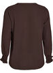 Blouse avec poignets smock&eacute;s et col en V, Marron, Packshot image number 1