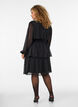 Robe longueur genou &agrave; rayures transparentes et effet portefeuille, Noir, Model image number 2