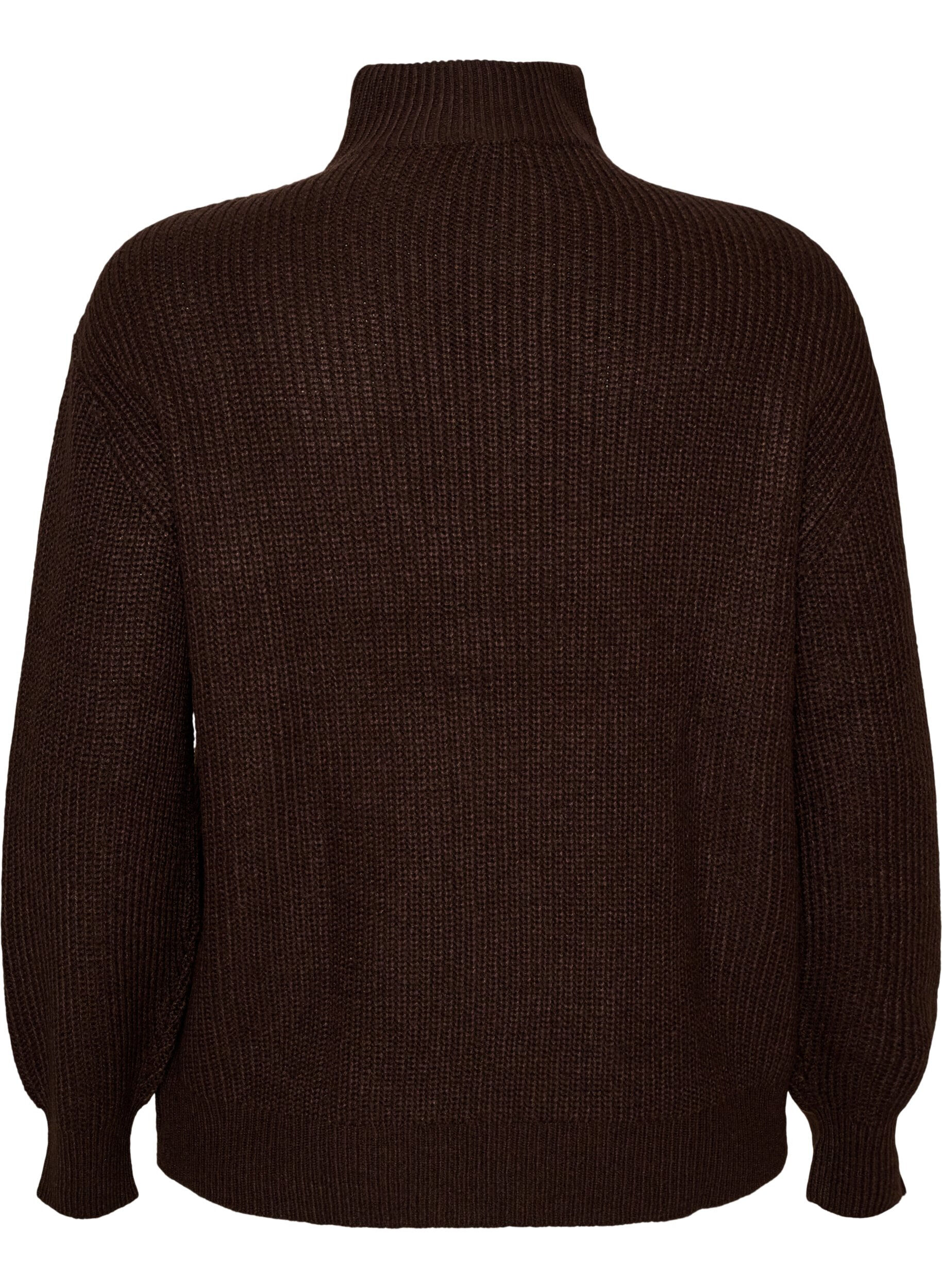 ZizziPull en tricot avec col haut et fermeture &eacute;clair, Marron, Packshot image number 1