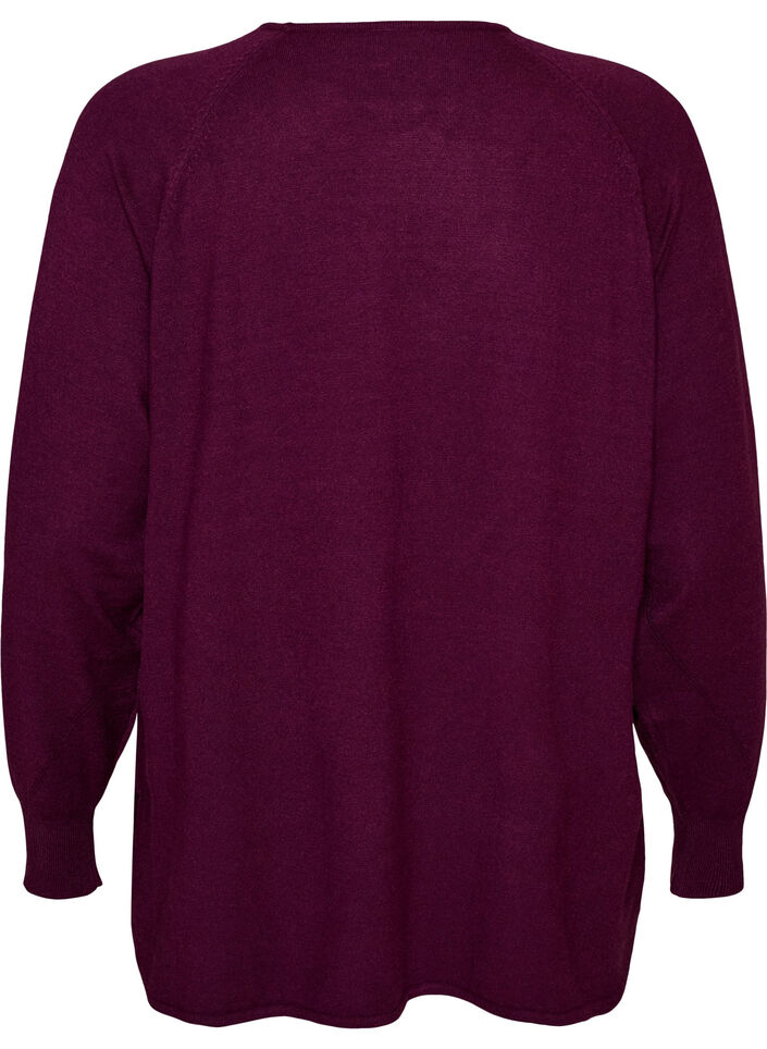 Chemisier en tricot avec col rond et motif tricot, Bordeaux, Packshot image number 1