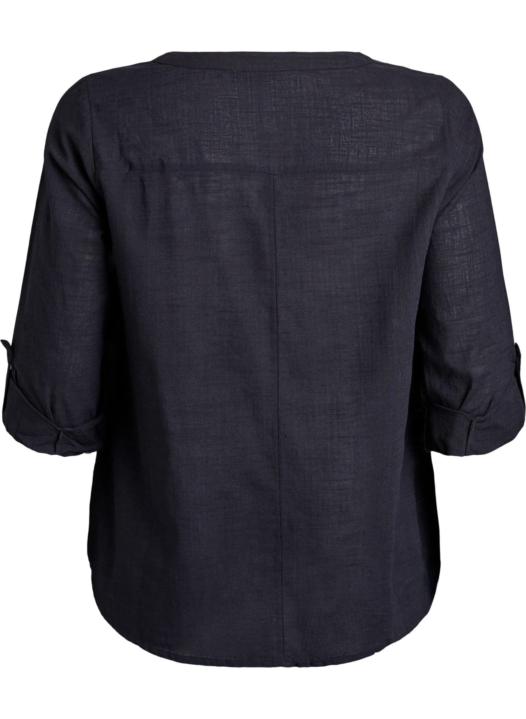 ZizziKatoenen blouse met V-hals, Zwart, Packshot image number 1