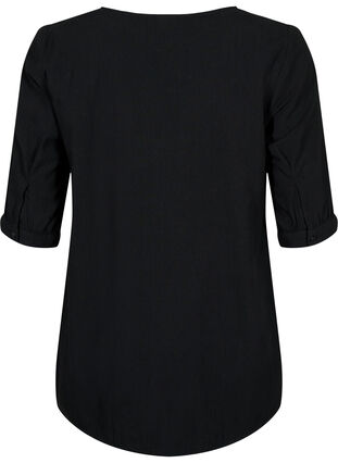 FLASH - Katoenen blouse met halflange mouwen, Black, Packshot image number 1