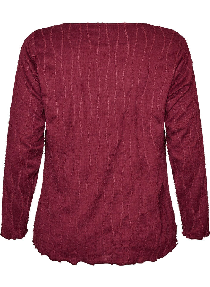 Blouse en jersey ondul&eacute;, Bordeaux, Packshot image number 1