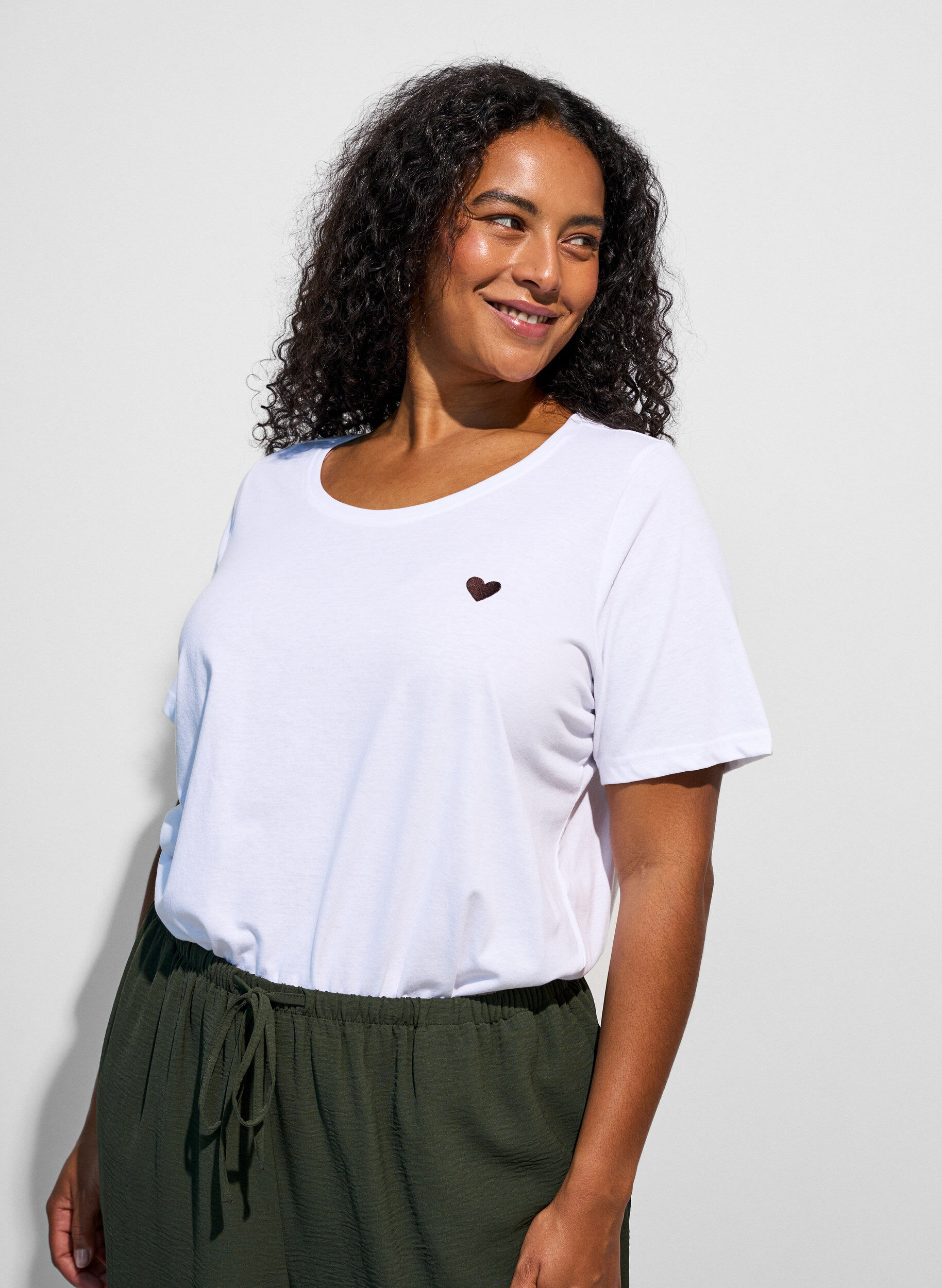 T-shirt met print, Wit, Model
