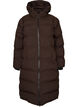Lange puffer winterjas met capuchon, Bruin, Packshot image number 0