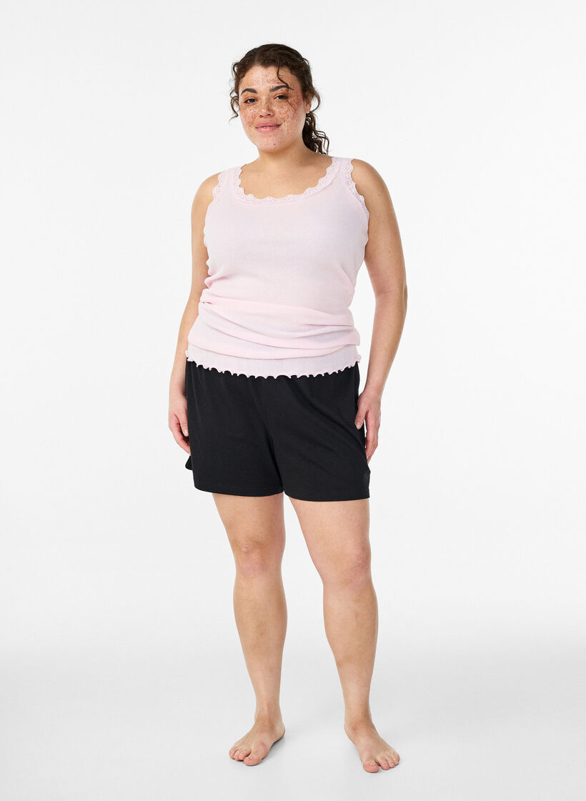 Top met kanten afwerking, Roze, Model image number 1