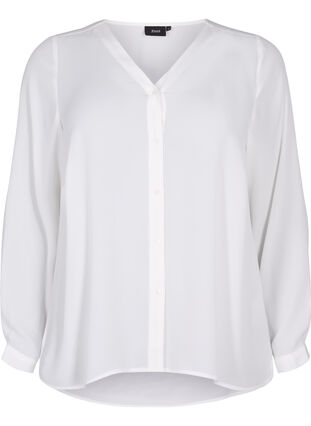 Chemise à manches longues avec col en V, Bright White, Packshot image number 0