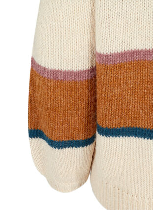 Blouse en maille rayée avec laine et col rond, Rubber Stripe Comb, Packshot image number 3