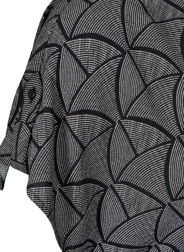 Blouse met korte mouwen en print, Black Grey Graphic , Packshot image number 4