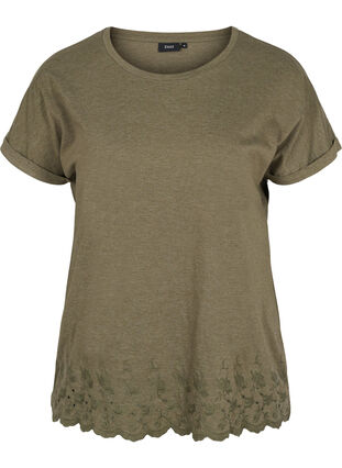 T-shirt à manches courtes avec broderie anglaise, Ivy Green Mel., Packshot image number 0